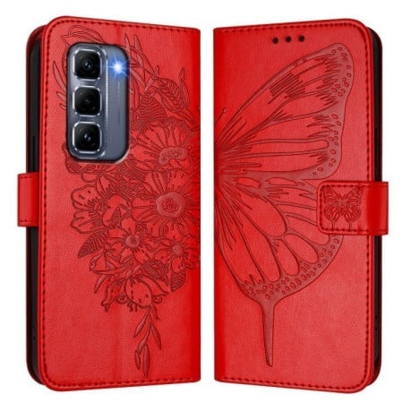 Чехол-книжка Embossed Butterfly для Infinix Hot 50 Pro+ 4G - червоний