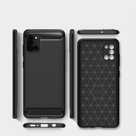 Чехол Brushed Texture Carbon Fiber на Samsung Galaxy A31 - черный