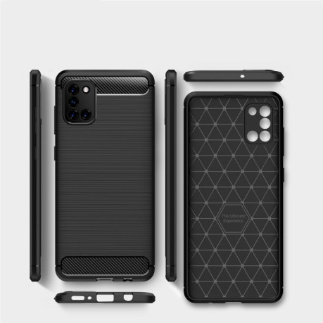 Чехол Brushed Texture Carbon Fiber на Samsung Galaxy A31 - нави