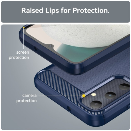 Противоударный чехол Brushed Texture Carbon Fiber на Samsung Galaxy A05s - синий