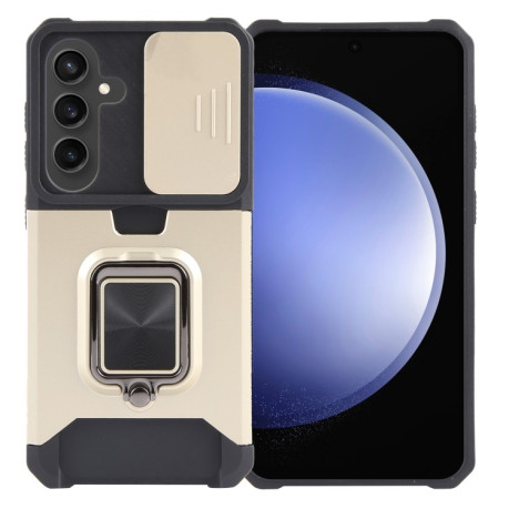 Противоударный чехол Armor Camera Shield для Samsung Galaxy S24 5G - розовое золотой