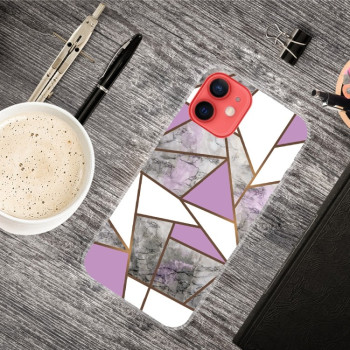 Противоударный чехол Marble Pattern для iPhone 14/13 - Rhombus Gray Purple