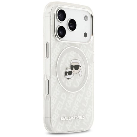 Оригинальный чехол Karl Lagerfeld IML Glitter Karl&amp;Choupette Heads Logo с MagSafe на iPhone 17 Pro Max - Gray