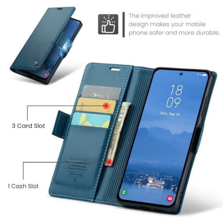 Чохол-книжка CaseMe 023 Butterfly Buckle Litchi RFID Anti-theft Leather  для Samsung Galaxy S25+ 5G - синій