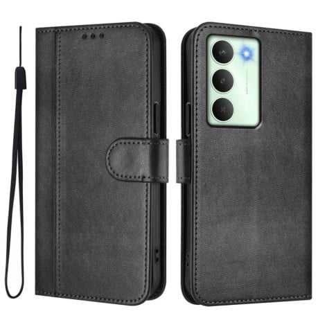 Чехол-книжка Line Splicing эко-кожа Ретро на Realme V70 5G / C75 5G - черный