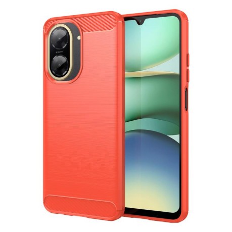 Протиударний чохол Brushed Texture Carbon Fiber на Xiaomi Redmi A5 4G 171.7mm / Poco C71 - червоний