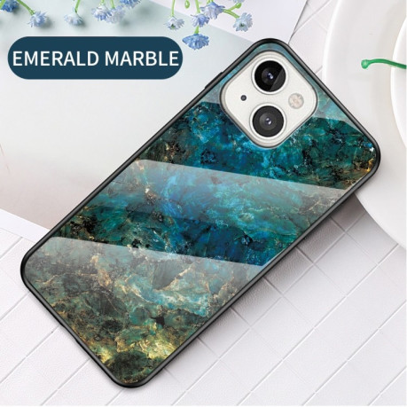 Стеклянный чехол Marble Pattern для iPhone 13 mini - Emerald