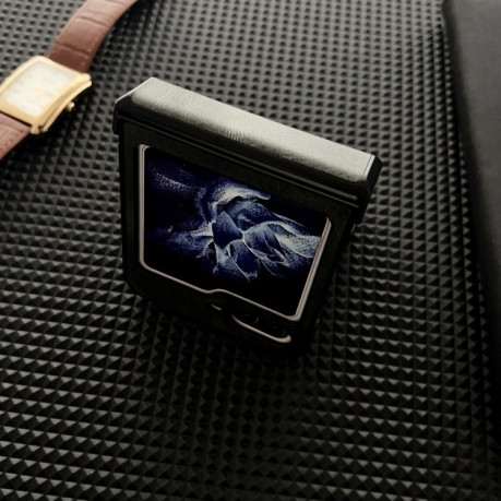 Протиударний чохол Crazy Horse Texture Hinge для Samsung Galaxy Flip 5 - синій