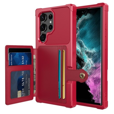 Протиударний чохол Magnetic Wallet Card для Samsung Galaxy S23 Ultra 5G - червоний