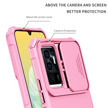Противоударный чехол Stereoscopic Holder Sliding для Vivo V23e / S10e 5G - розовый