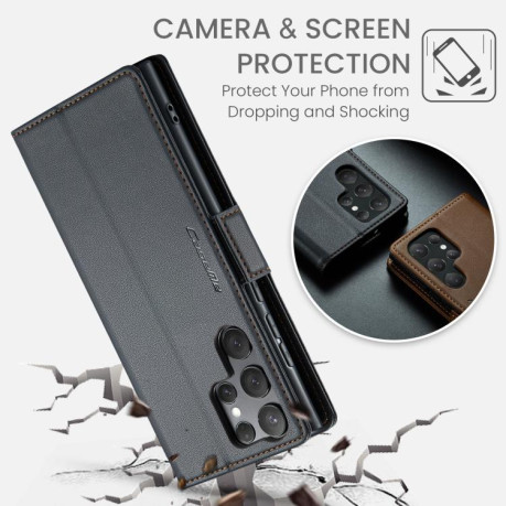 Чохол-книжка CaseMe 023 Butterfly Buckle Litchi Texture RFID Anti-theft Leather  для Samsung Galaxy S25 Ultra 5G - чорний
