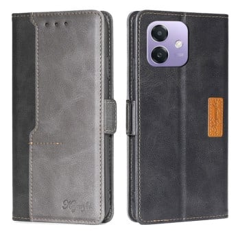 Чохол-книжка з магнітною застібкою та контрастним оздобленням на OPPO A3/A3x/A40m - Black + Grey