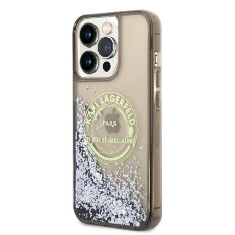 Оригинальный чехол Karl Lagerfeld Liquid Glitter RSG для iPhone 14 Pro Max - black