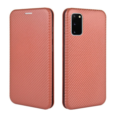 Чехол-книжка Carbon Fiber Texture на Samsung Galaxy S20 FE - коричневый