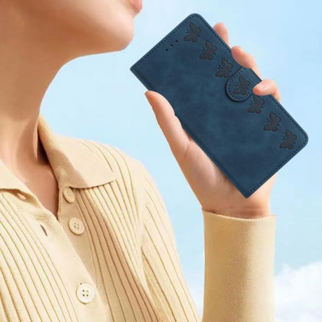 Чехол-книжка Flower Butterfly Embossing для Samsung Galaxy S25+ 5G - синий