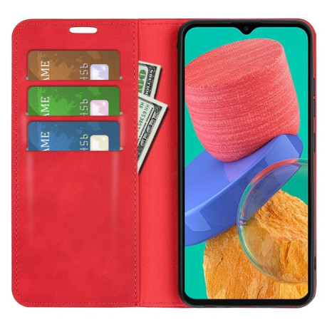 Чехол-книжка Retro-skin Business Magnetic Suction на Samsung Galaxy M33 - красный