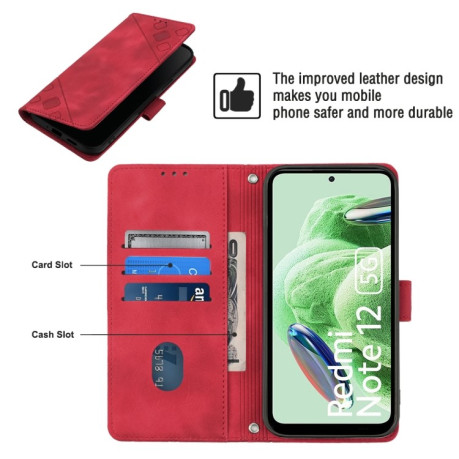 Чехол-книжка Skin-feel Embossed на Xiaomi Poco X5 5G - красный