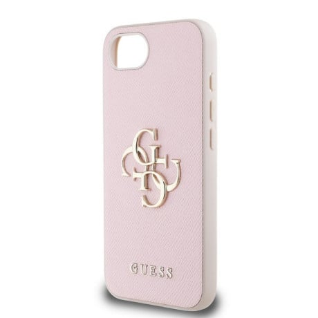 Оригінальний чохол Guess Grained 4G Metal Logo для iPhone 16e - Pink