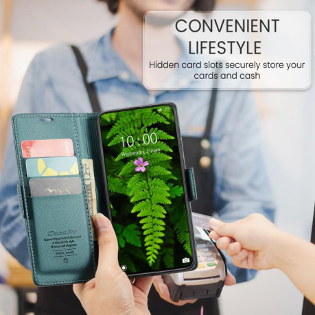 Чохол-книжка CaseMe 023 Butterfly Buckle Litchi Texture RFID Anti-theft Leather для Xiaomi Poco X7 Pro - зелений