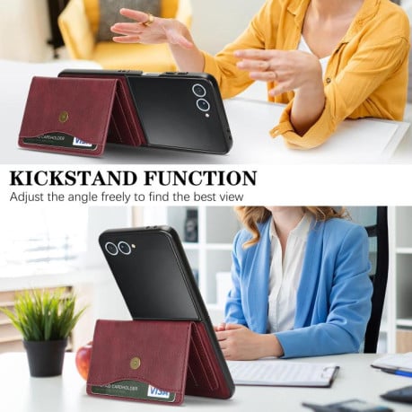 Чохол Kalebol Magnetic Button з кишенькою на карт та MagSafe на Samsung Galaxy Filp 7 - червоний