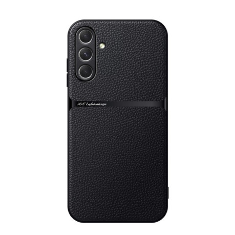 Противоударный чехол Litchi Leather Magnetic Full Coverage Shockproof на Samsung Galaxy A56 5G - черный