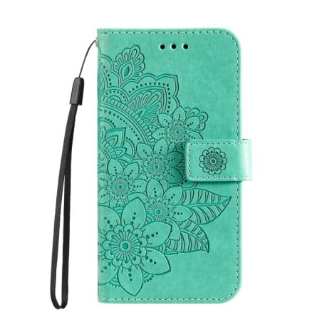 Чехол-книжка 7-petal Flowers Embossing для OPPO Reno11 F Global / F25 Pro Global - зеленый