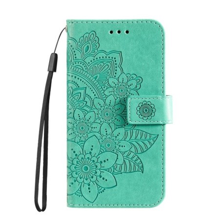 Чохол-книжка 7-petal Flowers Embossing для OnePlus 12R - зелений