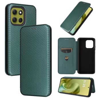 Чехол-книжка Carbon Fiber Texture на Motorola Moto G86 5G - зеленый