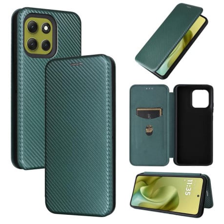 Чохол-книжка Carbon Fiber Texture на Motorola Moto G86 5G - зелений