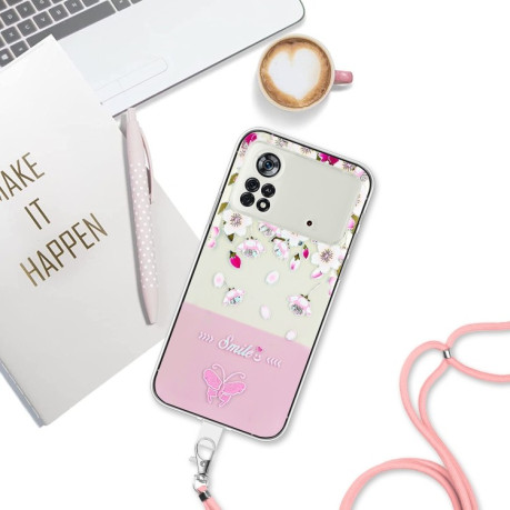 Чехол Bronzing Butterfly Flower для Xiaomi Poco X4 Pro 5G - Peach Blossoms