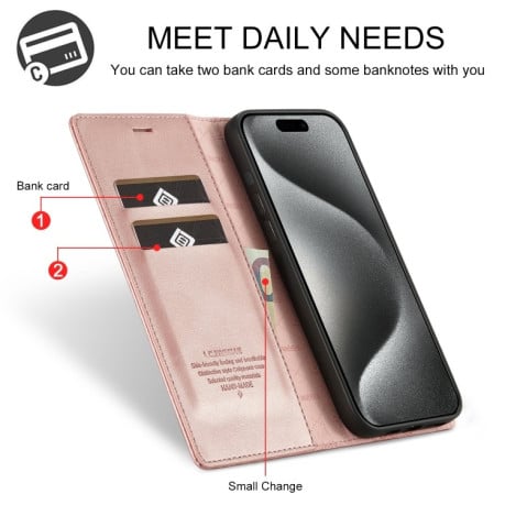 Чохол-книжка LCIMEEKE Strong для iPhone 16 Pro - рожеве золото