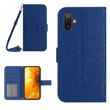 Чохол-книжка Skin Feel з малюнком соняшника на Samsung Galaxy F06 5G / M06 5G - синій