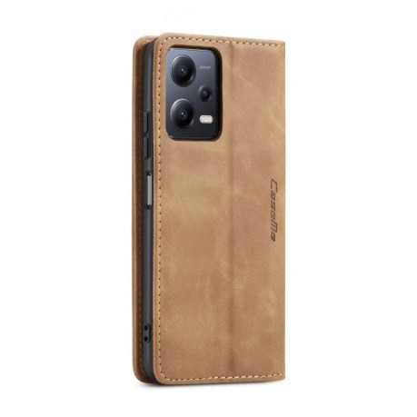 Кожаный чехол CaseMe-013 Multifunctional на Xiaomi Redmi Note 12 5G / Poco X5 - коричневый