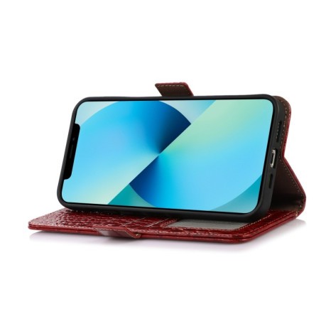 Кожаный чехол-книжка Crocodile Top Layer для Samsung Galaxy M53 5G - красный