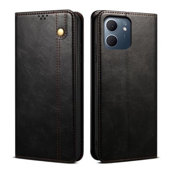 Чохол-книжка Simple з фактурою Crazy Horse з воском на OPPO A5x 4G/5G - чорний