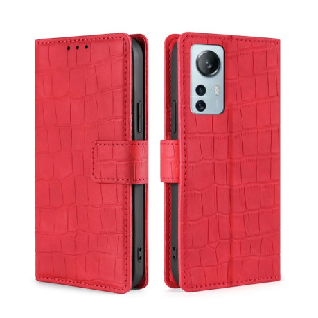 Чехол-книжка Skin Feel Crocodile Texture для Xiaomi 12 Lite - красный