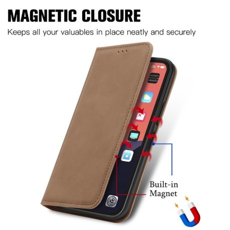 Чехол-книжка Retro Skin Feel Business Magnetic на iPhone 13 mini - коричневый