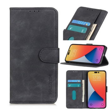 Чохол-книжка KHAZNEH з матовою фактурою Cowhide та магнітним хлястиком на iPhone 14 Pro Max - чорний