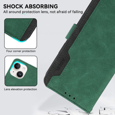 Чохол-книжка ABEEL Color Block Magnetic RFID Leather на iPhone 16e - зелений