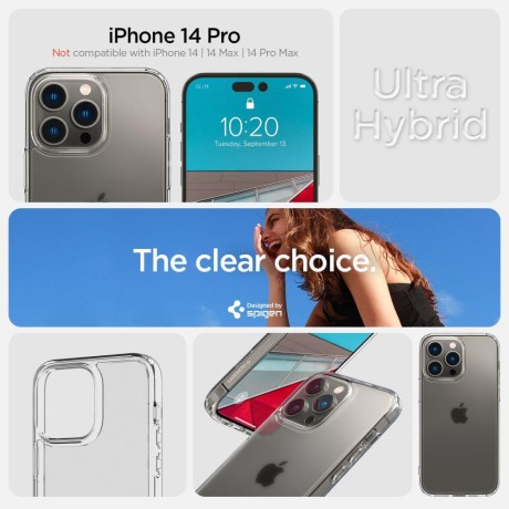 Оригінальний чохол Spigen Ultra Hybrid для iPhone 14 Pro Frost Clear