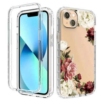 Противоударный чехол Transparent Painted для iPhone 14 - Rose