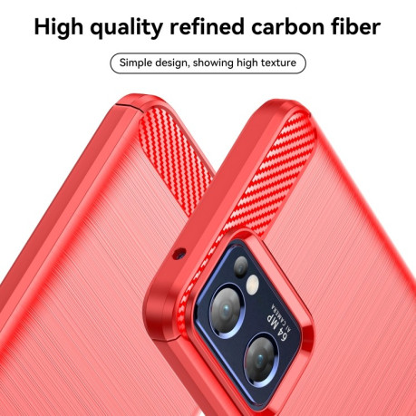 Протиударний чохол Brushed Texture Carbon Fiber на OPPO Reno7 5G Global/ Find X5 Lite/OnePlus Nord CE2 5G  - червоний