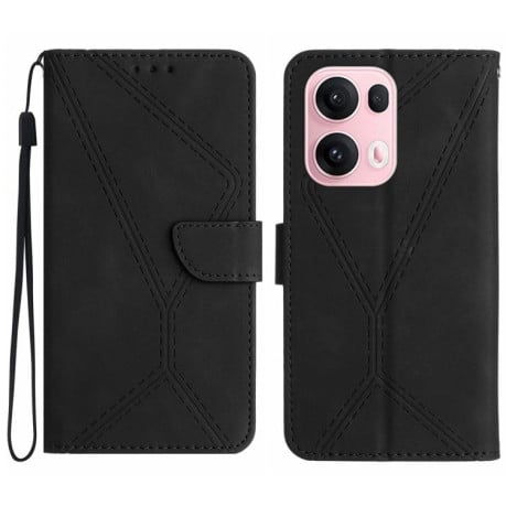 Чохол-книжка Stitching Embossed Leather для OPPO Reno13 Pro Global - чорний
