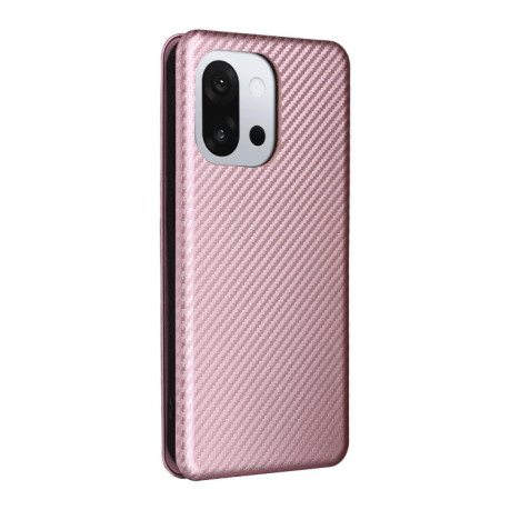 Чехол-книжка Carbon Fiber Texture на OnePlus 13T - розовый