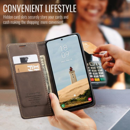 Чехол-книжка CaseMe-013 Multifunctional на Samsung Galaxy A56 - кофейный
