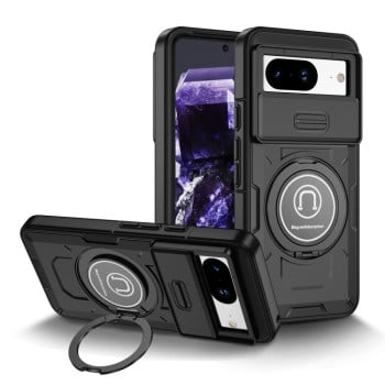 Противоударный чехол Sliding Camshield Magsafe Holder для Google Pixel 8a - черный
