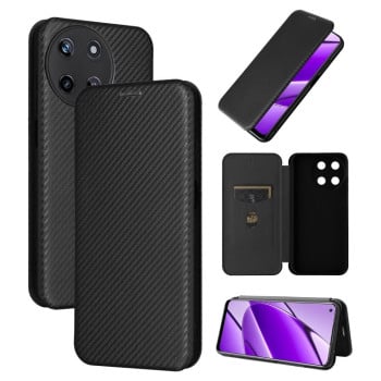 Чехол-книжка Carbon Fiber Texture на Realme 11 4G Global - черный