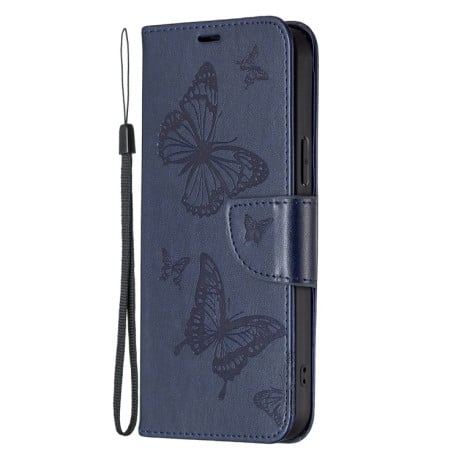 Чехол-книжка Butterflies Pattern для Samsung Galaxy S23 FE 5G - синий