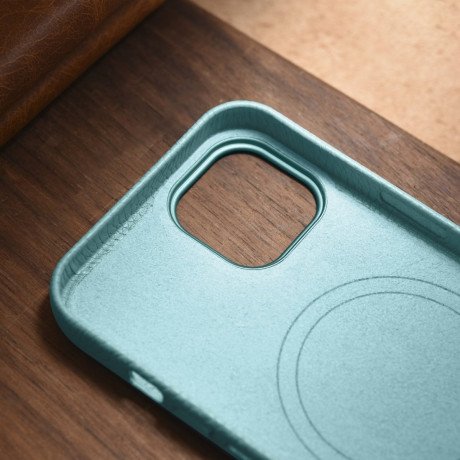 Кожаный чехол iCarer Litchi Premium для iPhone 14/13 - зеленый