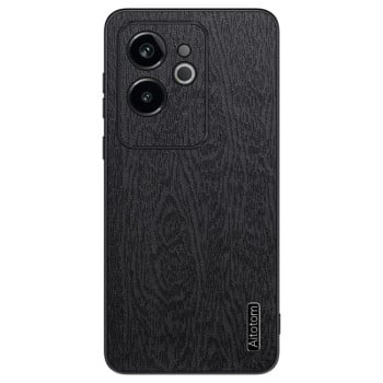 Чехол Tree Bark Leather Shockproof для Realme GT 6 - черный